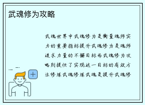 武魂修为攻略